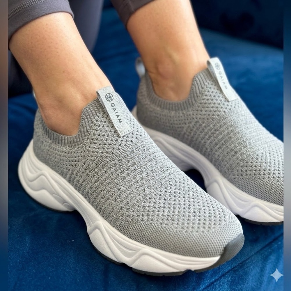 GAIAM Gray Knit Slip-On Shoes